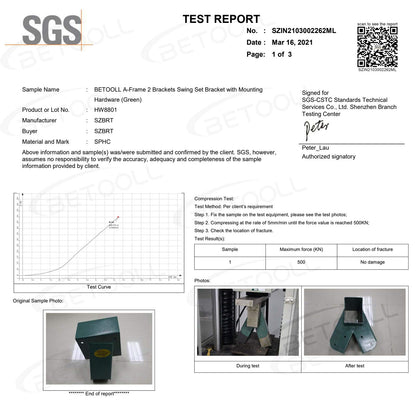 A Frame 2 Brackets Swing Set Bracket with Mounting Hardware (End Brackets(2Pcs-Green))