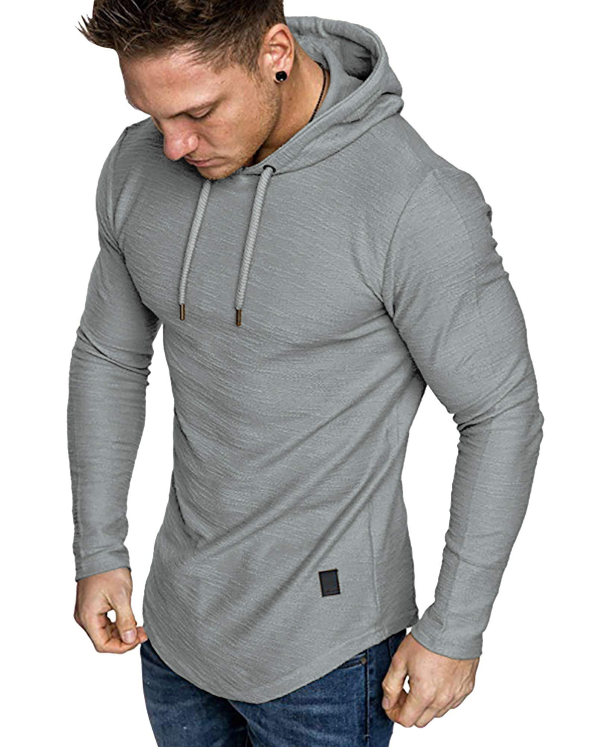 Mens Fashion Athletic Hoodies Sport Sweatshirt Solid Color Fleece Pullover Light Grey (Medium / Light Grey)
