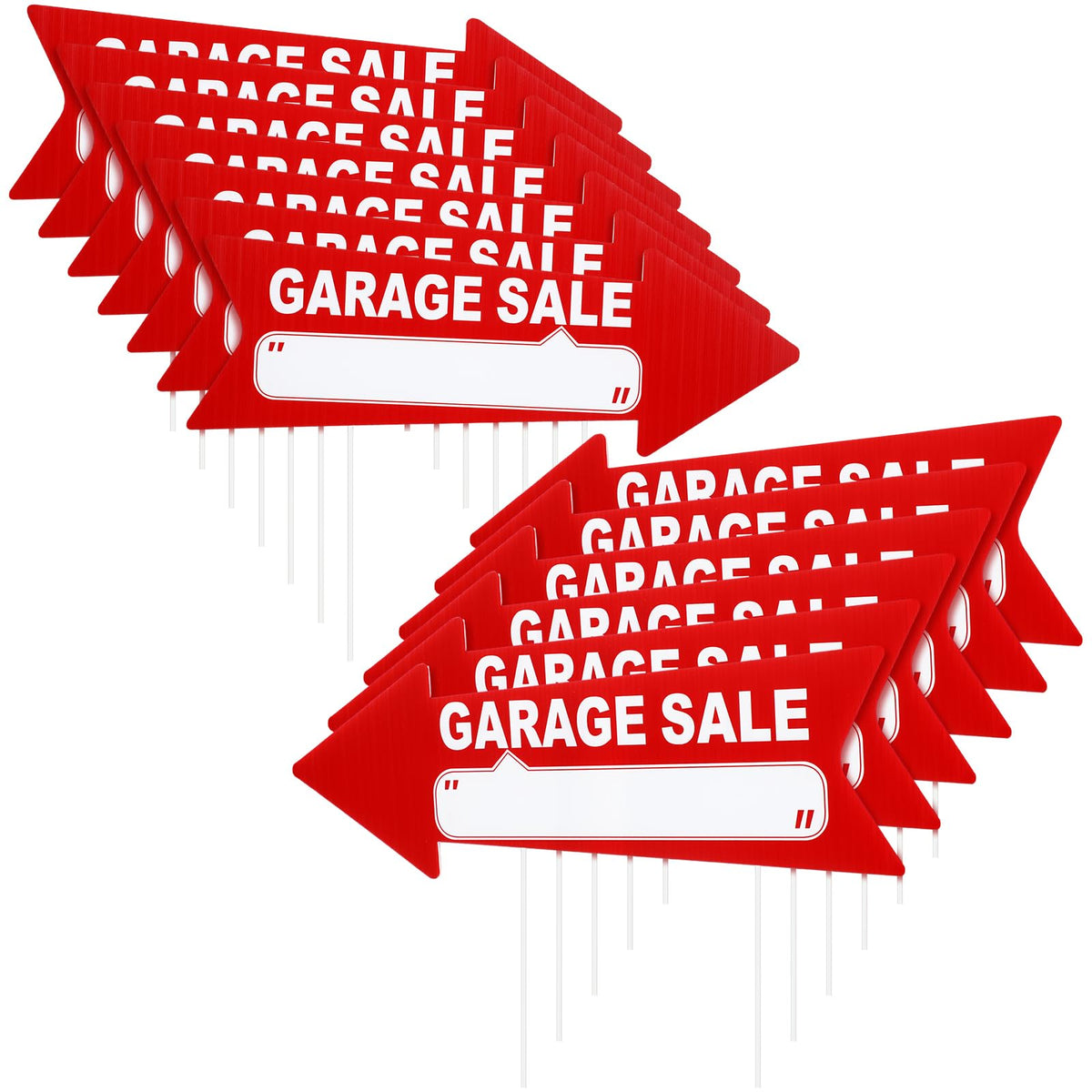 12 Pcs Garage Sale Signs with Stakes 17'' x 6'' (Red and White)