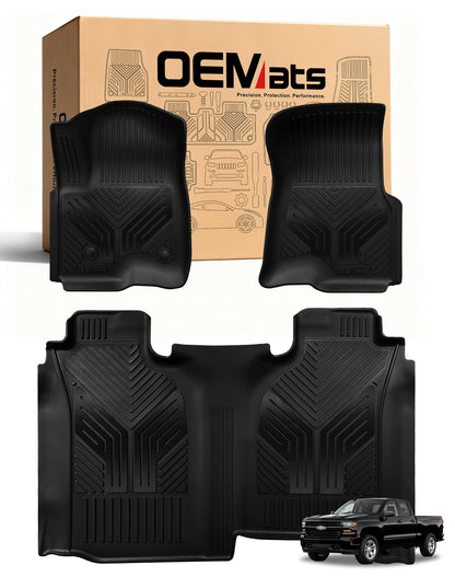 Color TPE Floor Mats 2019 (Carbon Fiber / GMC Sierra & Chevy Silverado Crew Cab | 2019-2026)