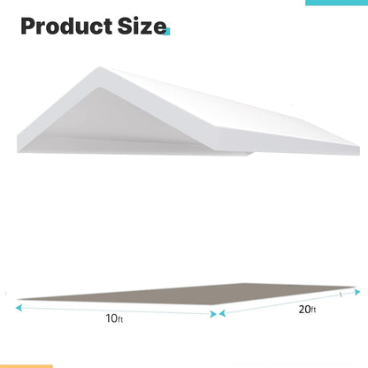 Carport Replacement Canopy Cover for Car Tent Top Garage Shelter Cover Tarp with Ball Bungees (White / 10' x 20')