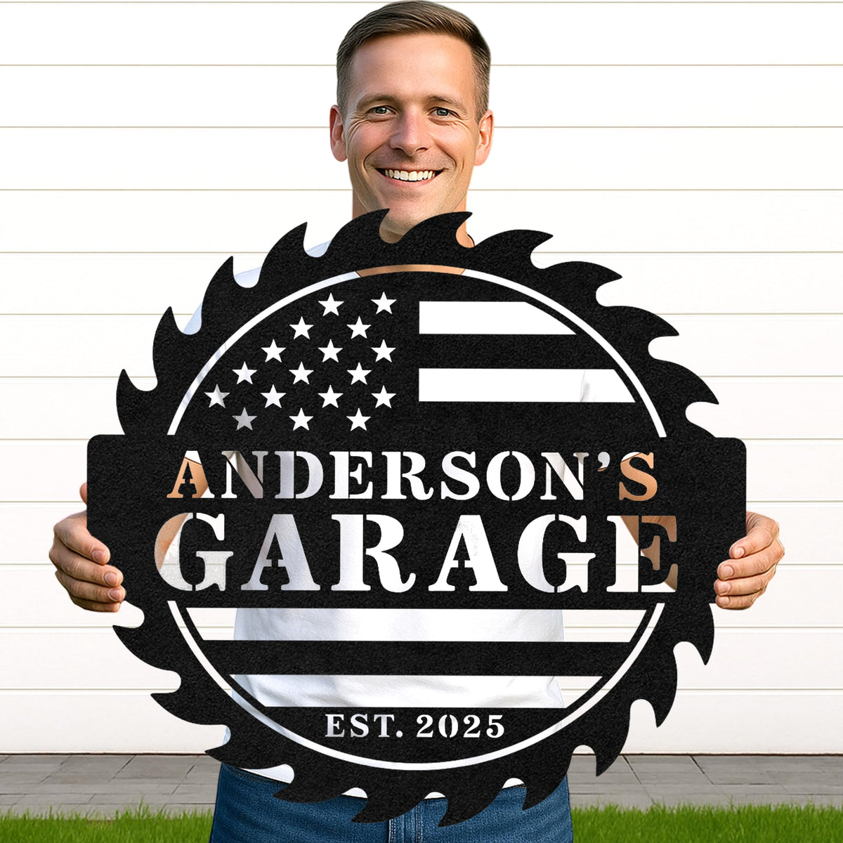 Custom Garage Workshop Metal Sign Personalized Tool Name Wall Art for Car Truck Mechanic Shop Decor Durable Steel Sign for Dad Husband Men’s Auto Workspace or Fence (A16)