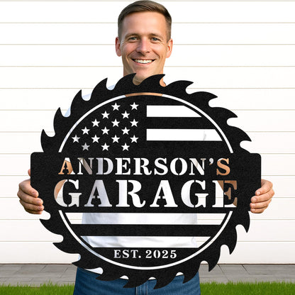 Custom Garage Workshop Metal Sign Personalized Tool Name Wall Art for Car Truck Mechanic Shop Decor Durable Steel Sign for Dad Husband Men’s Auto Workspace or Fence (A16)