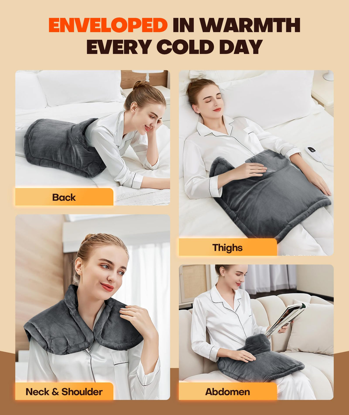 Graphene Infused 1Min Fast Heating Pad (22"*18" Gray)
