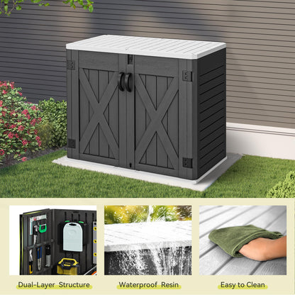 Outdoor Resin Storage Sheds with X (X-Shaped-4.3x3.4ft / Dark Gray)