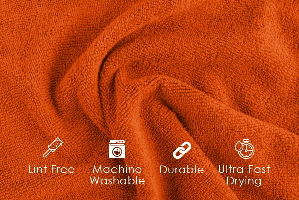 Microfiber Cleaning Cloths (Pack of 48 - 16x16 Inches / Orange)