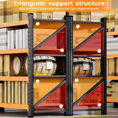 48” Wide Heavy Duty Metal Garage Shelving (Black Orange / 48"Wx24"Dx70"H)