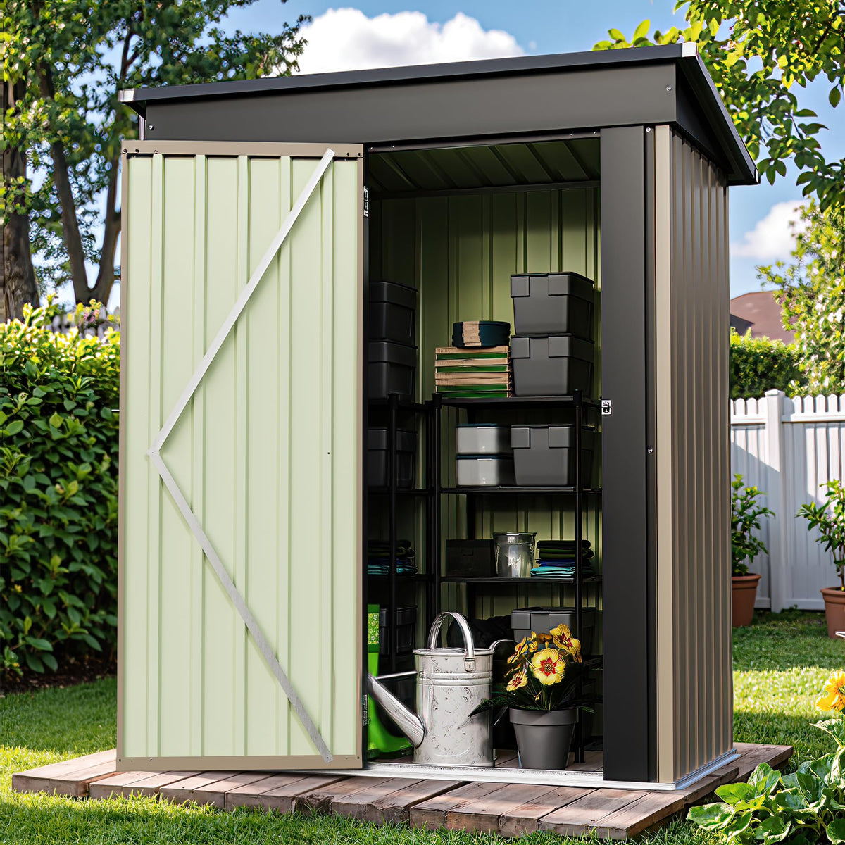 5x3 FT Outdoor Storage Shed (Brown / 5x3 FT)