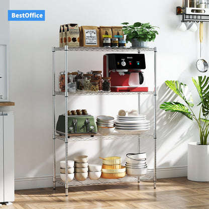 4 Tier Wire Shelf (Chrome / 36"D x 14"W x 54"H)