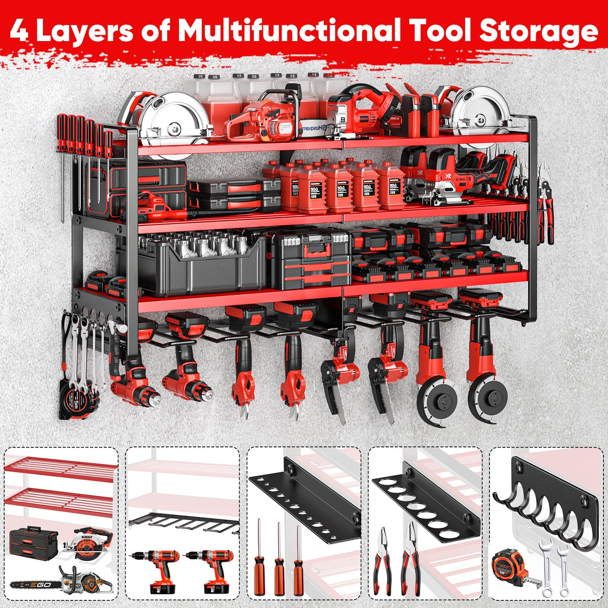 Upgrade Large power tool organizer Wall Mount (Red)