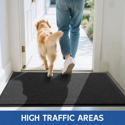 Front Door Mat (4' x 6' (Rectangular) / Gray-stripe)
