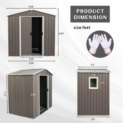 6x5 FT Outdoor Storage Shed (6x5 FT/Window / Warm Gray)