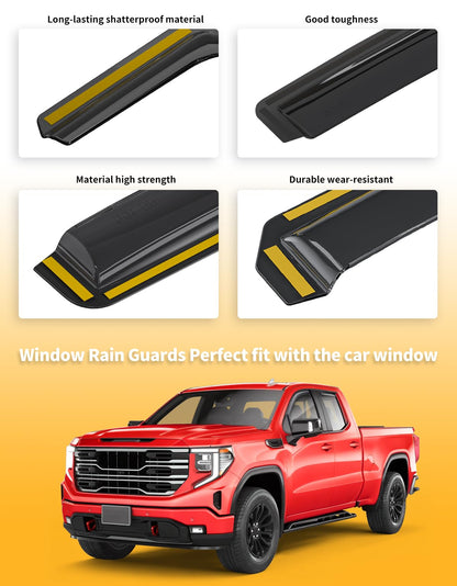 Window Rain Guards for Chevy Silverado (Fit for 2019-2026 Silverado/Sierra 1500 Double Cab)