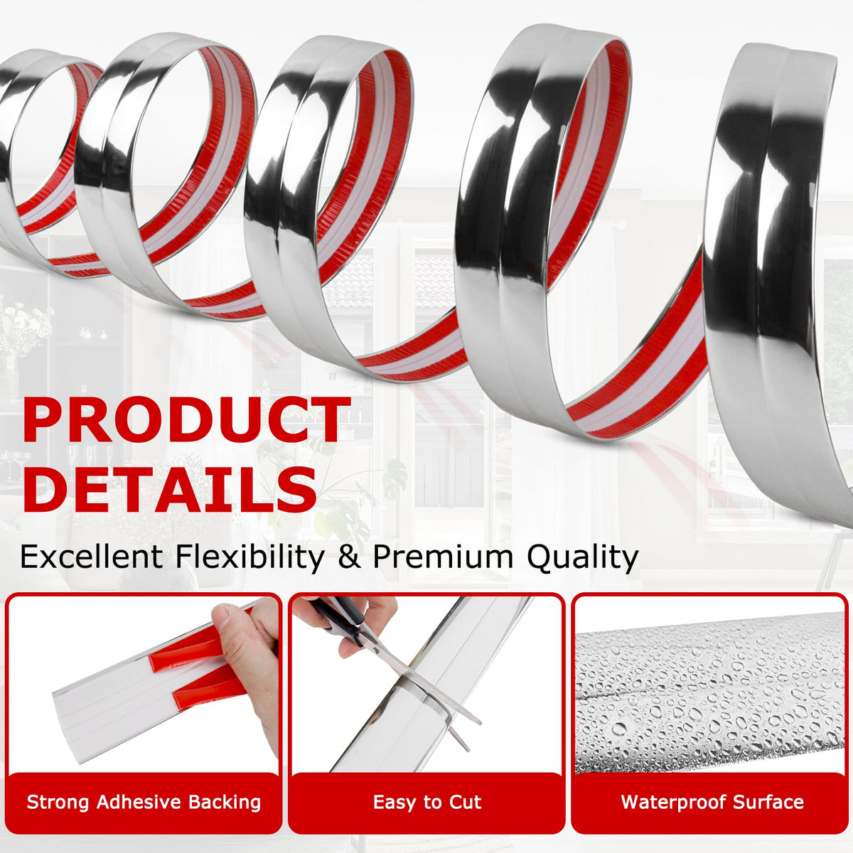 Wall Corner Protector Peel and Stick Corner Trim Molding (2.4 In x 10 Ft / Silver)