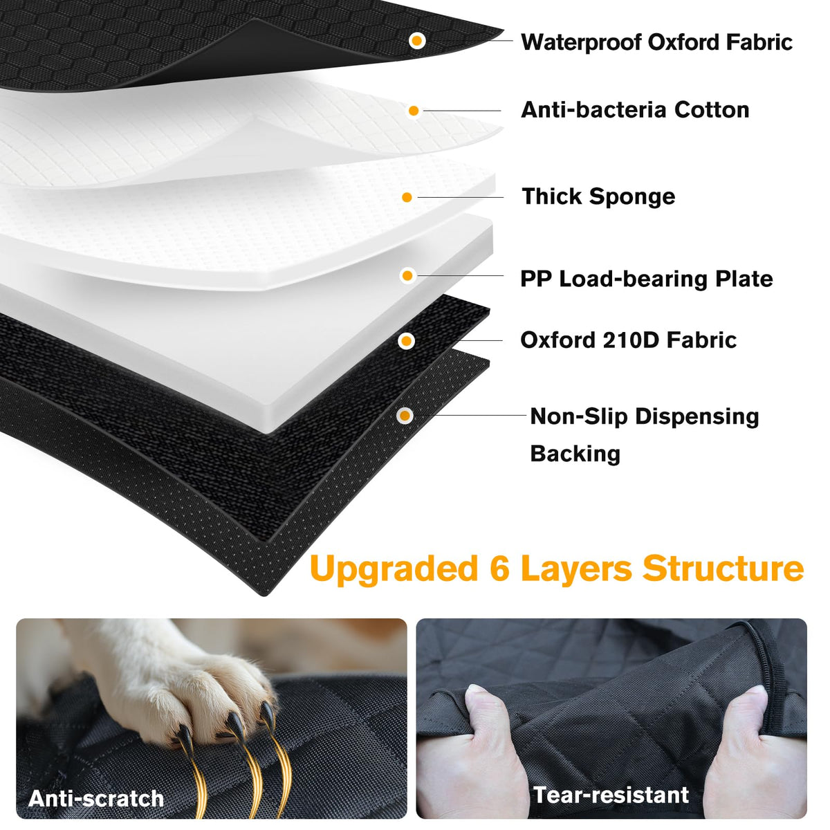 Dog Car Seat Cover for Back Seat (black / XL - 56"W - Midsize SUVs & Trucks)