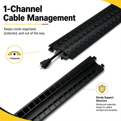 2 Pack 40.5" Cable Ramp (1-Channel x 2pc (40.5"x5.3") Black)