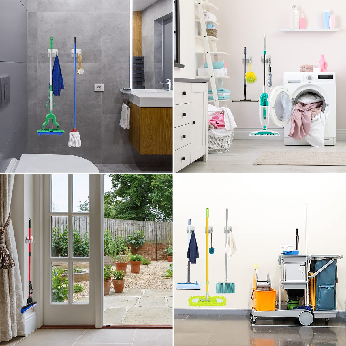 Stainless Steel Broom Holder (Silver)
